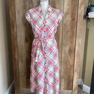J. Peterman Plaid Dress - Pink and Blue
